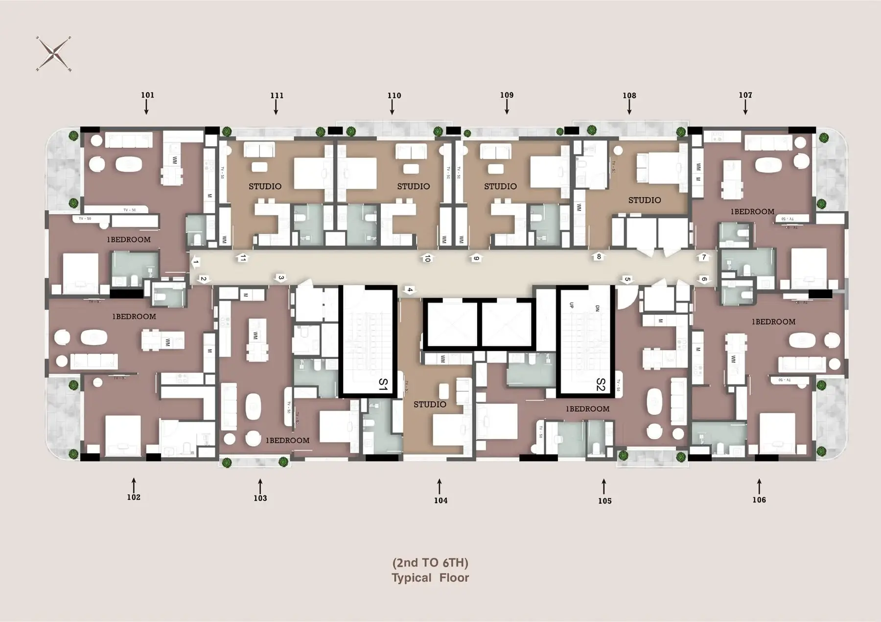 Typical floor plan, 2nd to 6th floors