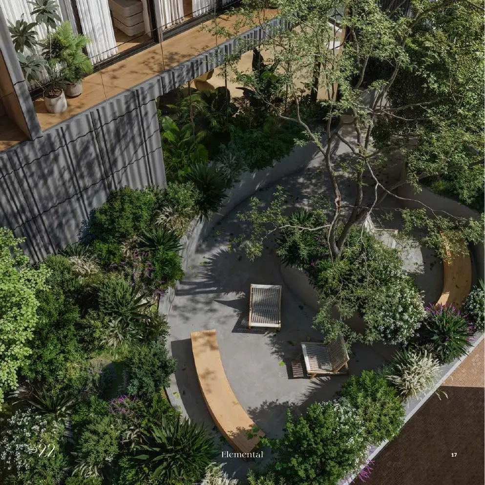 Landscaped courtyard seen from above