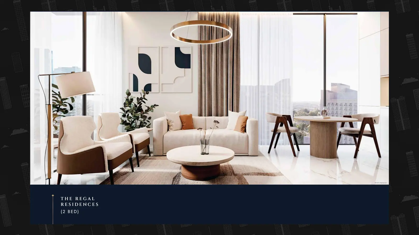 Living and dining area of two-bedroom Regal residence
