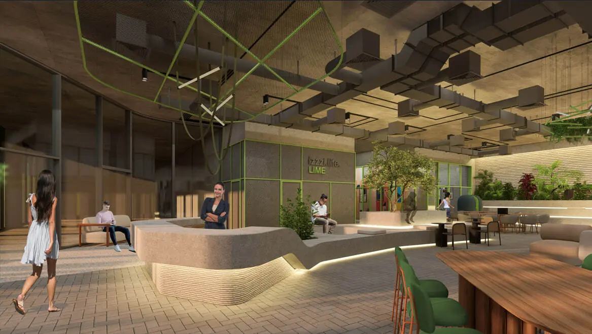 Ground floor lobby with reception and lounge