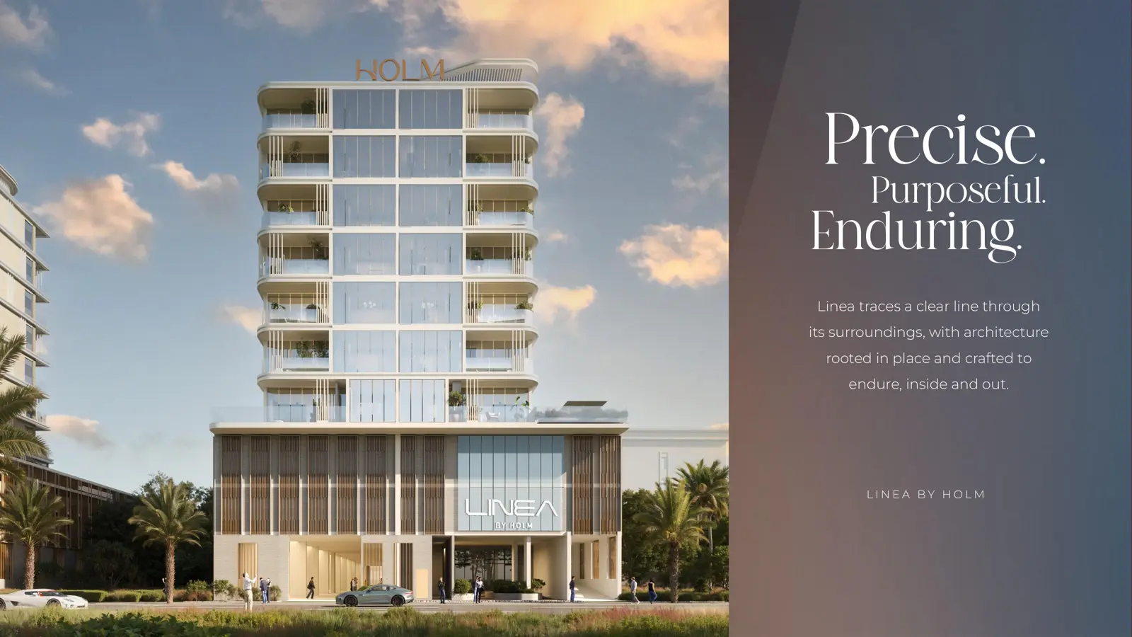 Front elevation of the tower with Linea entrance