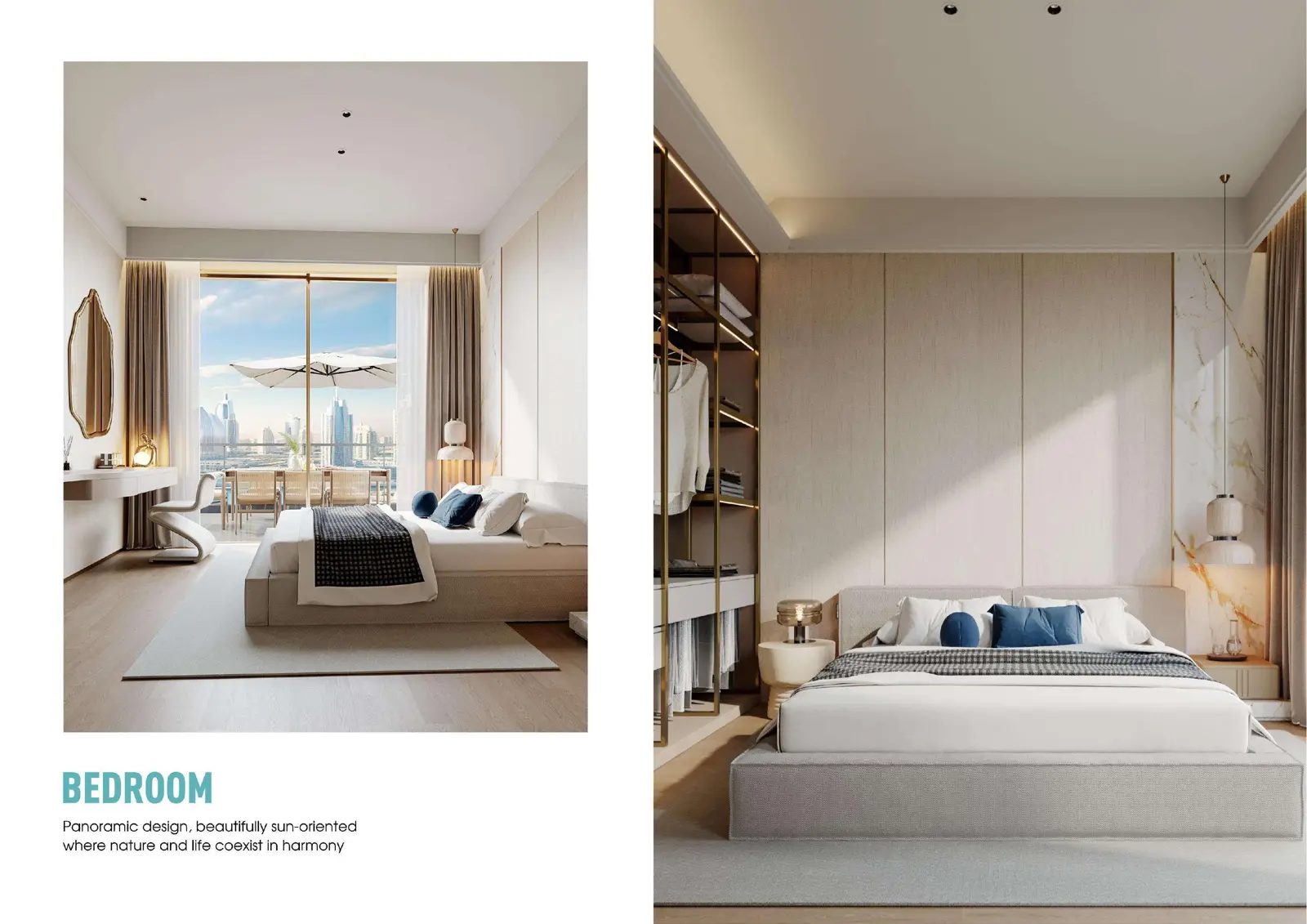 Bedroom with panoramic city view