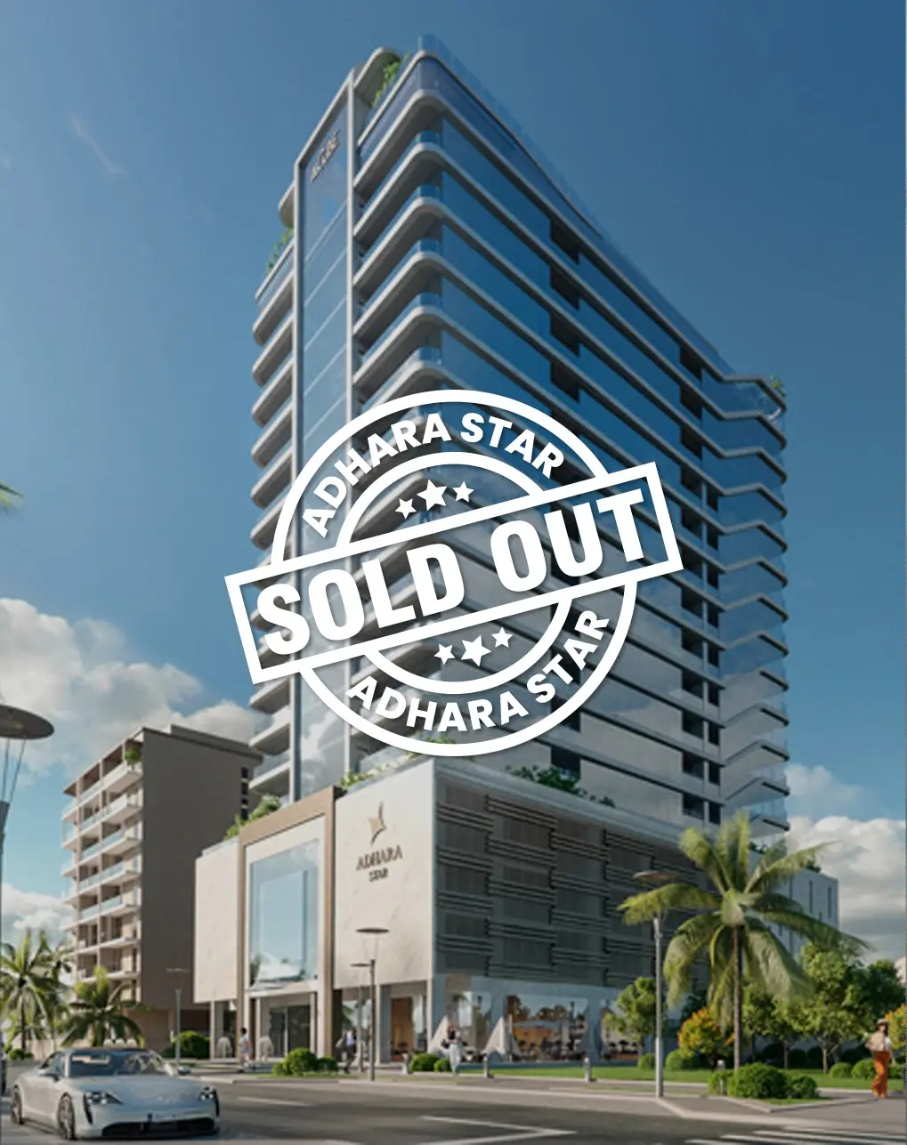 Tower render with sold out stamp