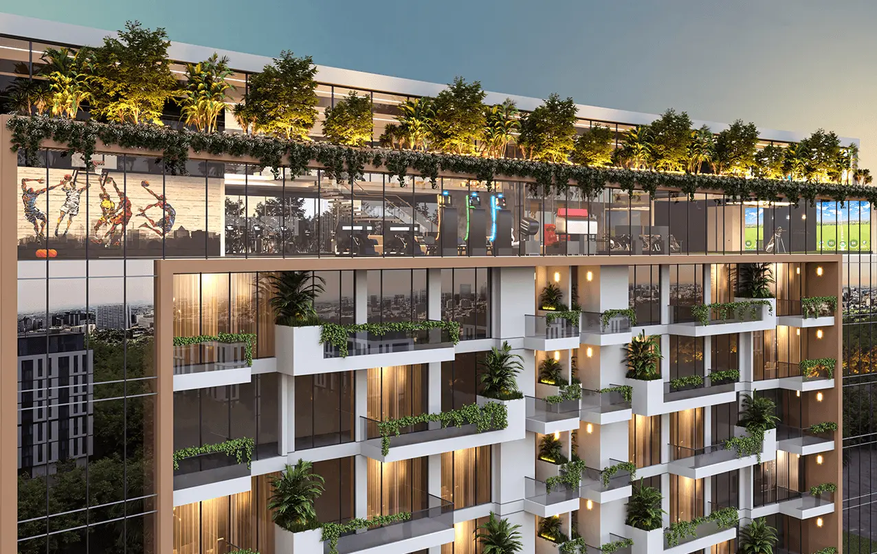 Top floors and rooftop amenity level