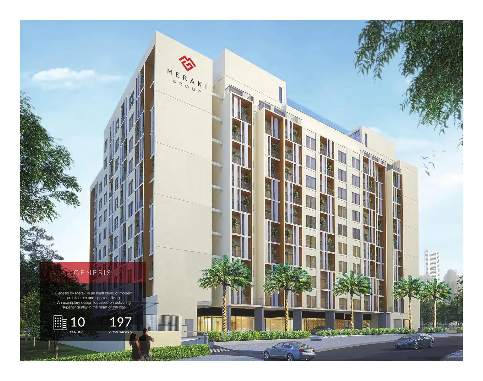 Street view of the ten-storey Genesis building