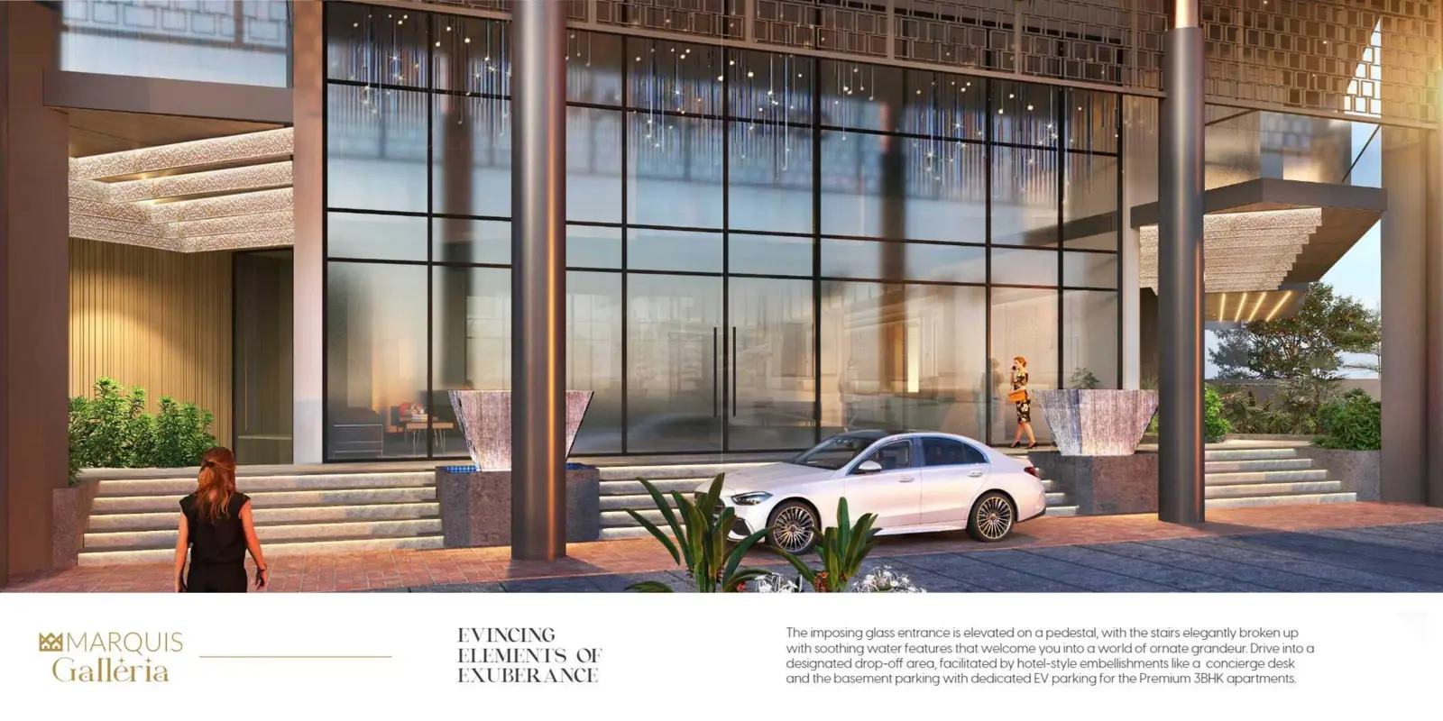 Glass entrance with drop-off area