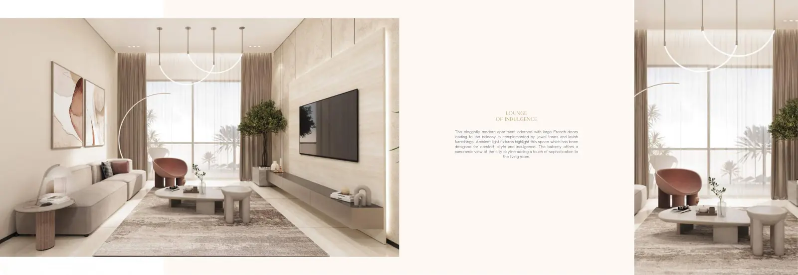 Living room with TV wall and French doors