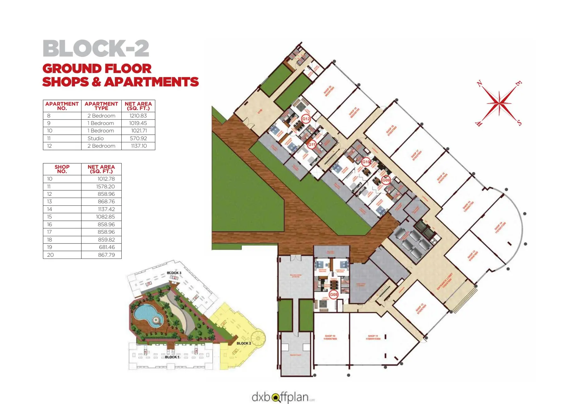 Block 2 ground floor shops and apartments