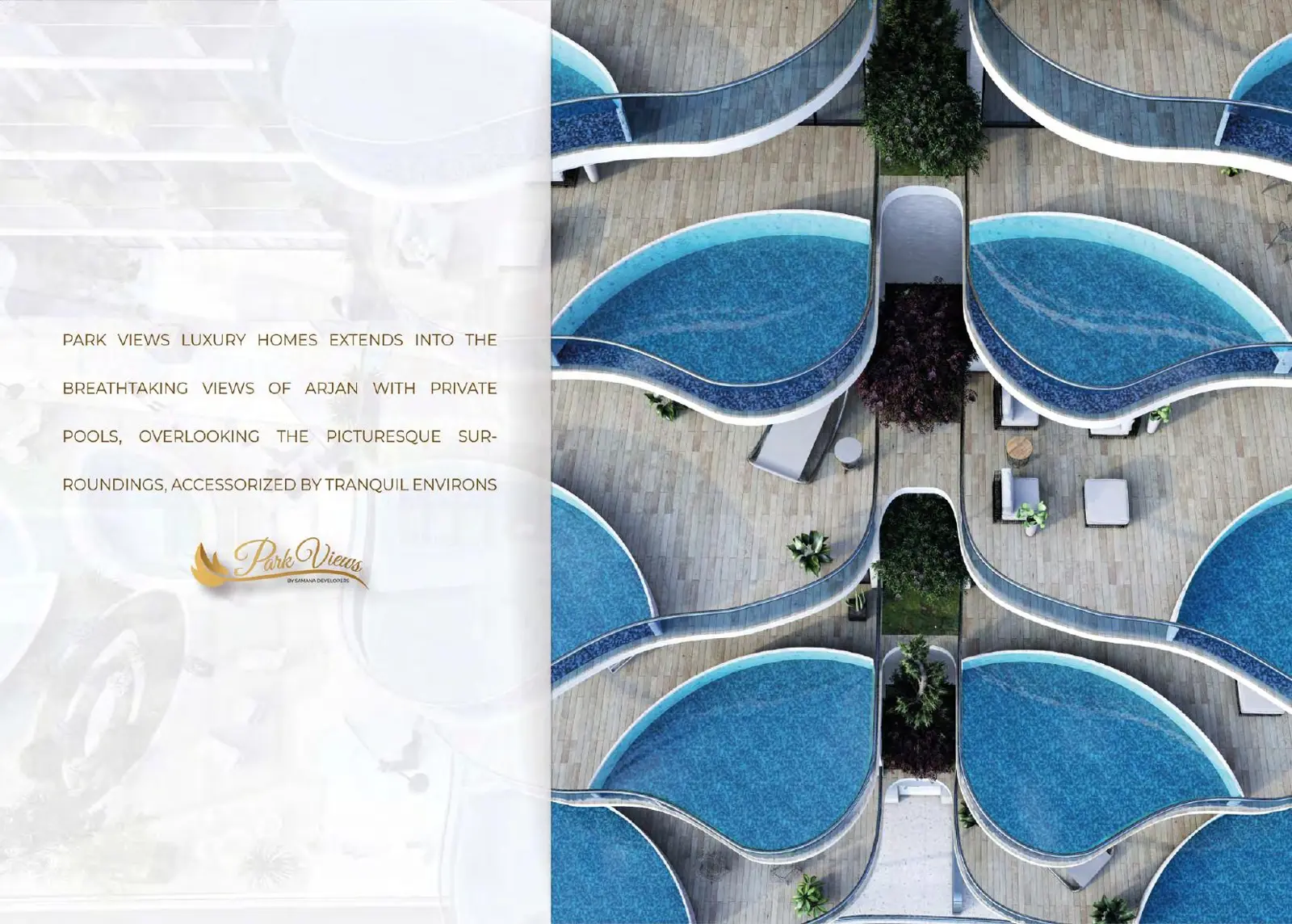 Top view of leaf-shaped private pools