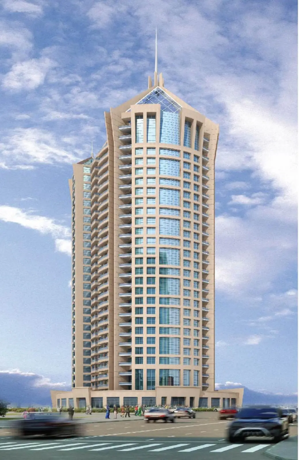 Render of Siraj Tower from street level