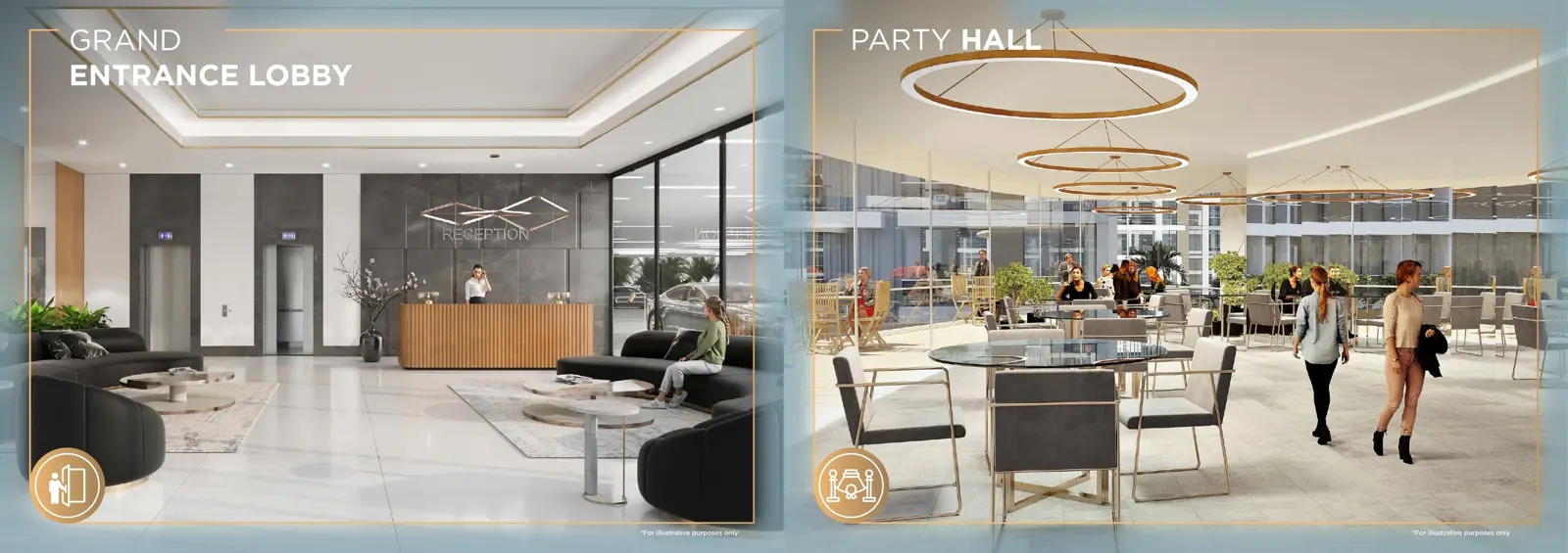 Entrance lobby and party hall interiors