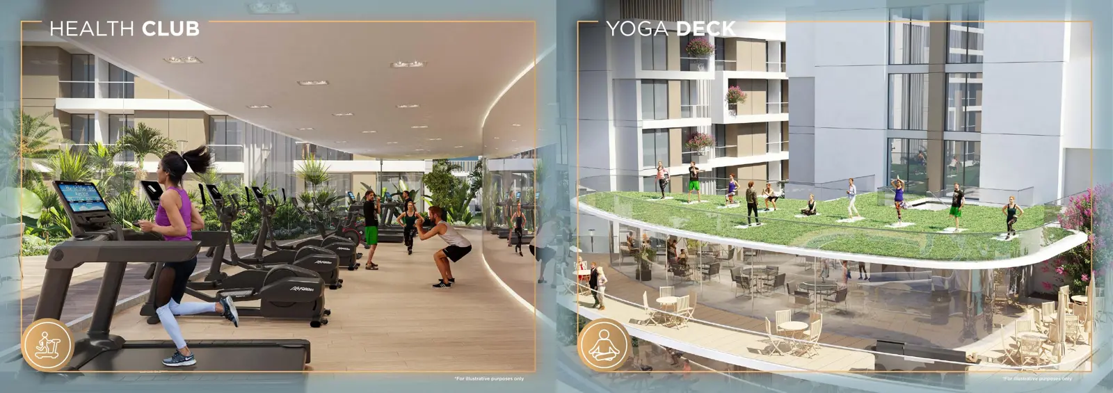 Health club and rooftop yoga deck