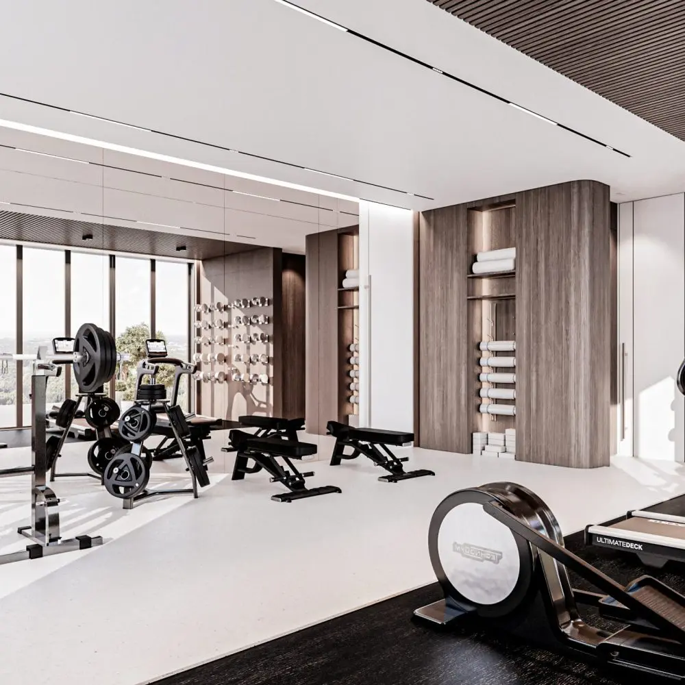 Gym with weights and cardio machines