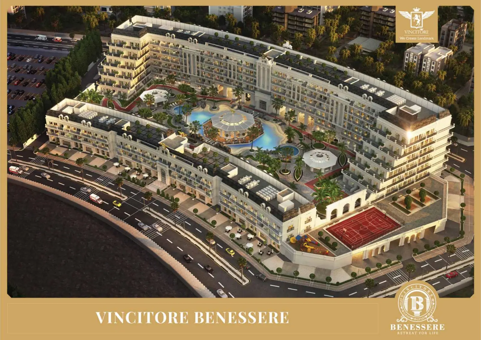 Aerial view of the whole complex