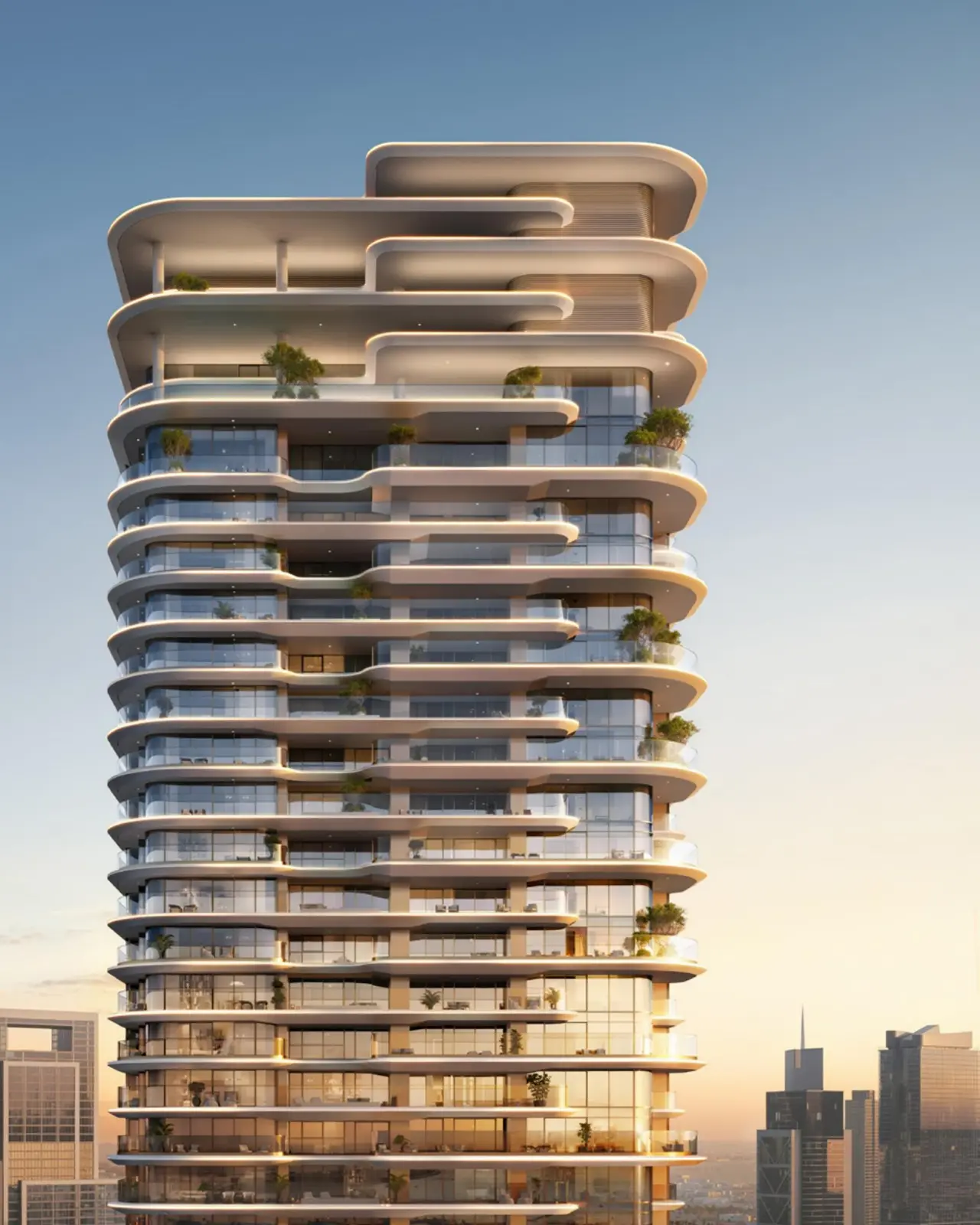 Tower crown with terraces next to Burj Khalifa