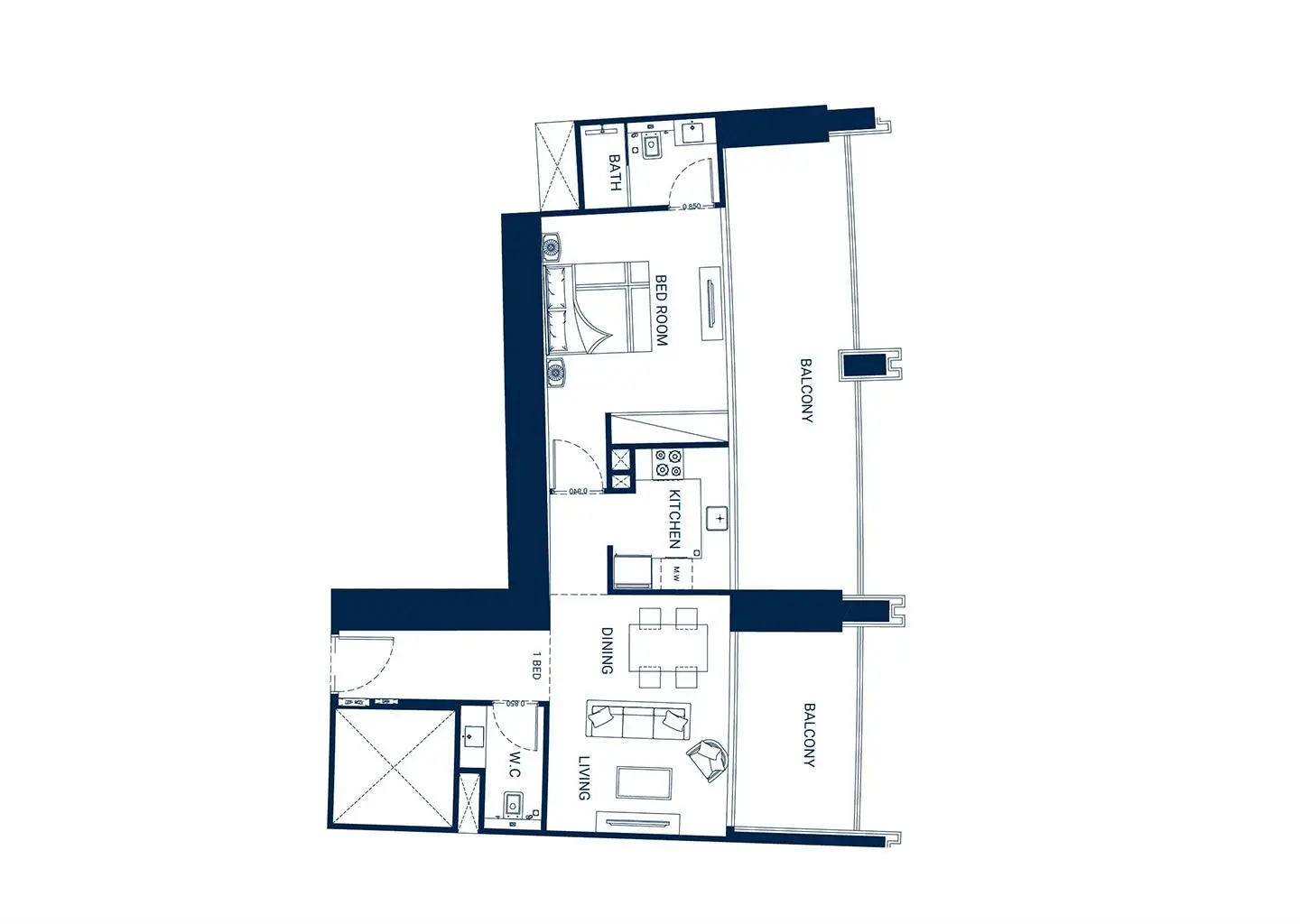 One bedroom floor plan