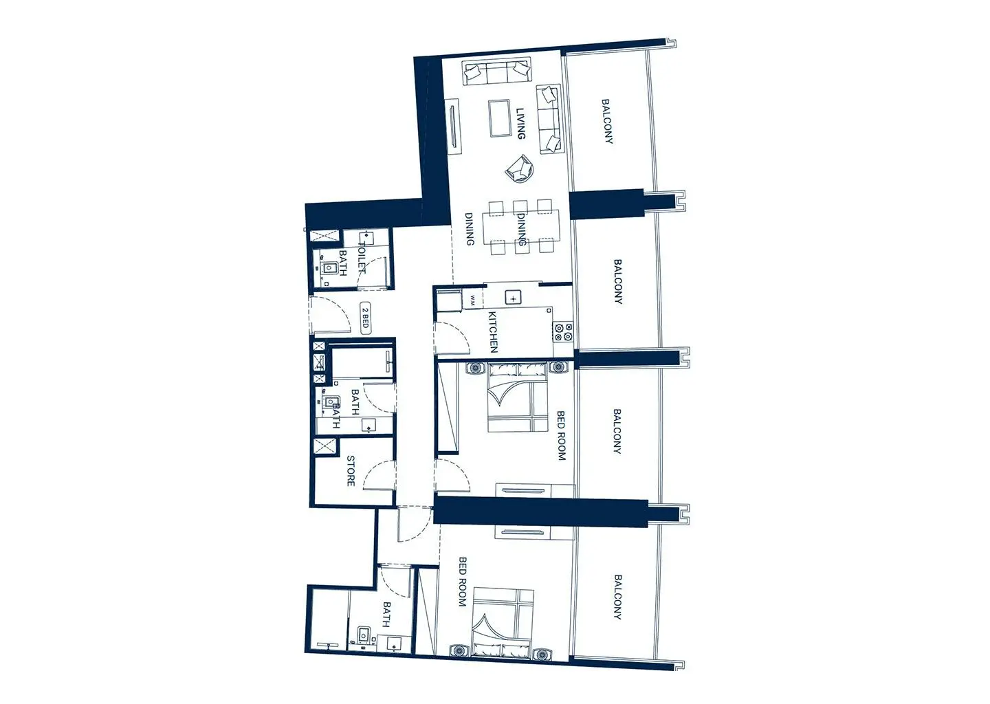 Two bedroom floor plan