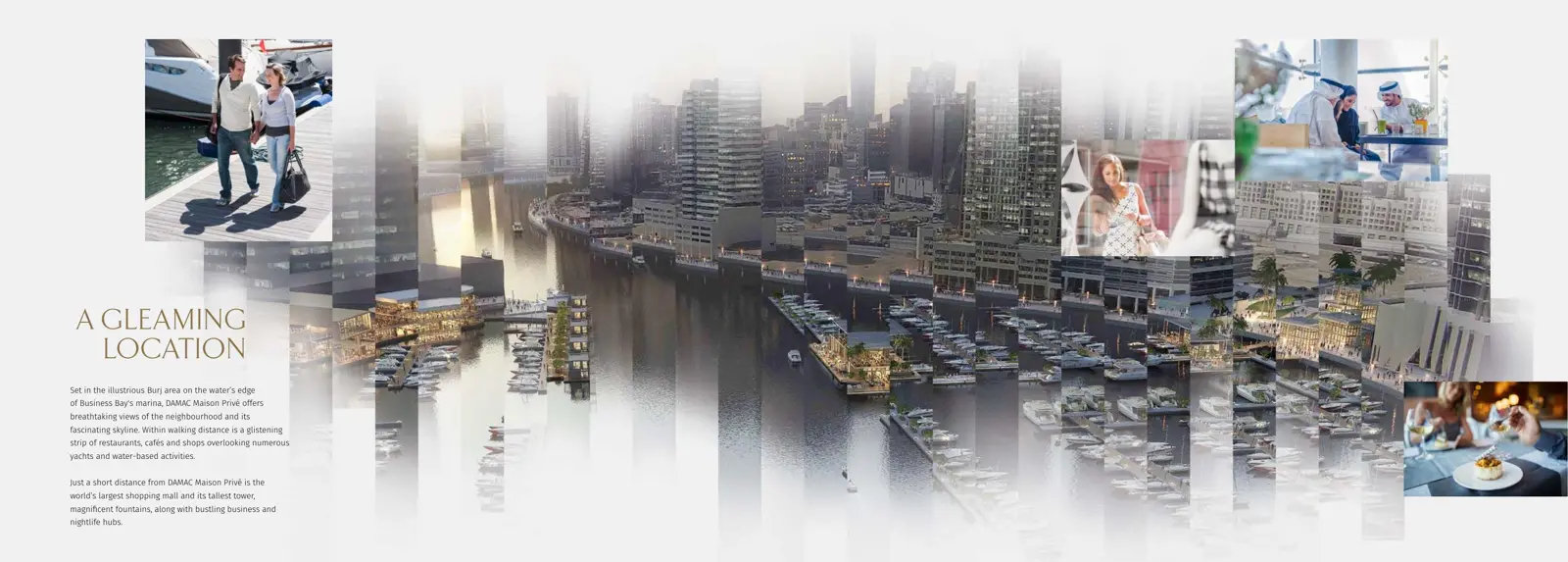 Business Bay marina skyline with yachts and waterfront