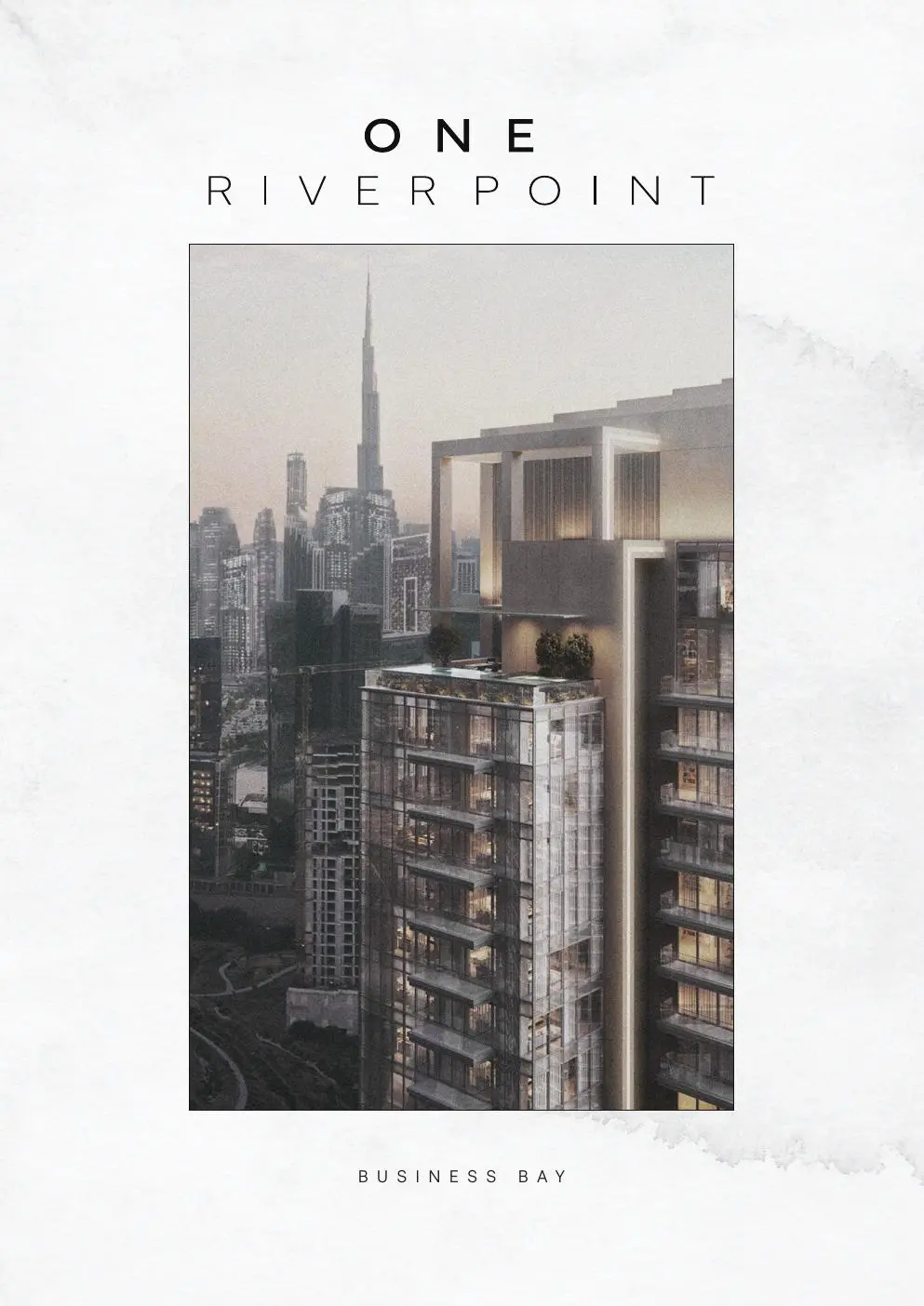 Brochure cover with tower facade and skyline