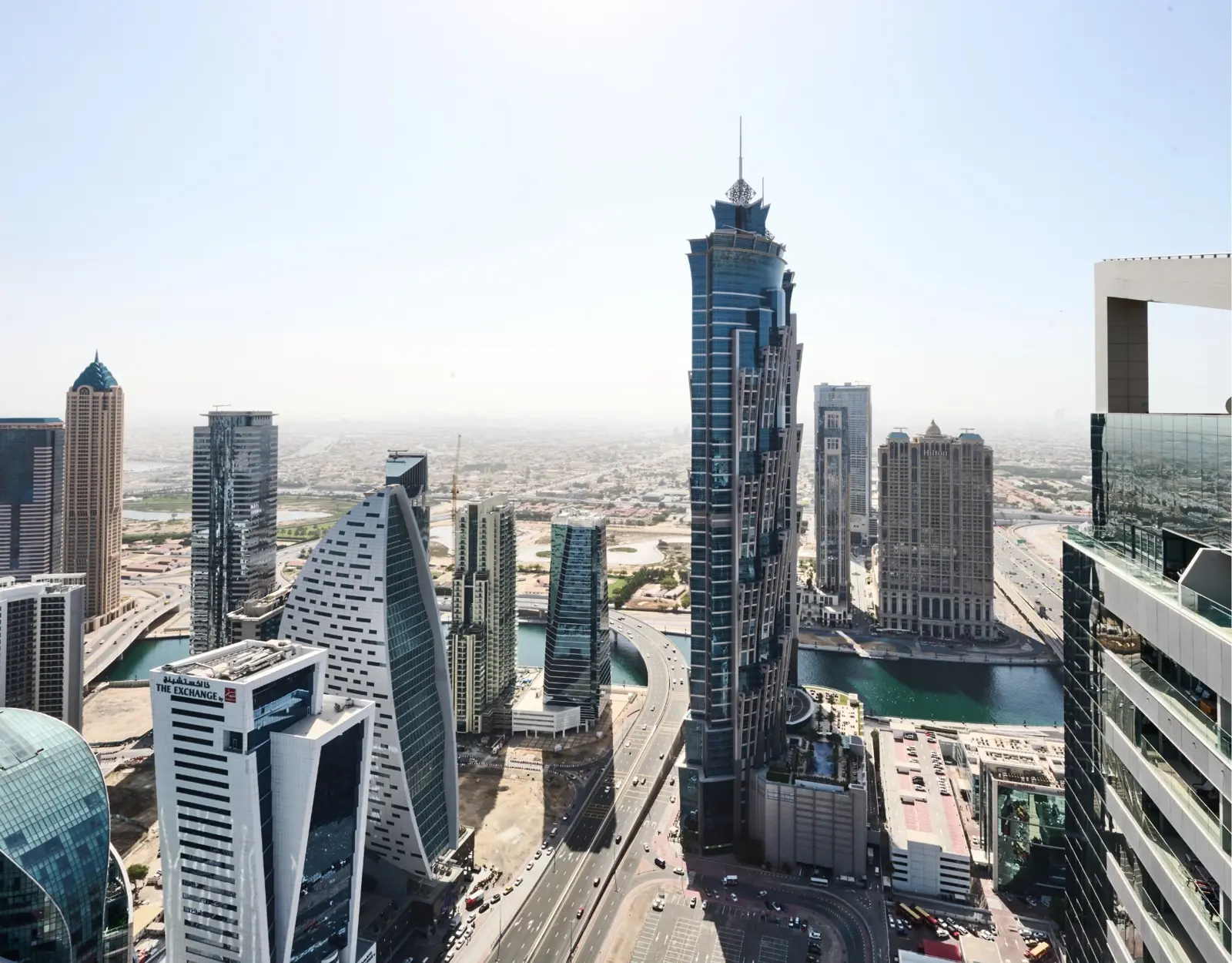 Business Bay skyline and canal seen from a high floor