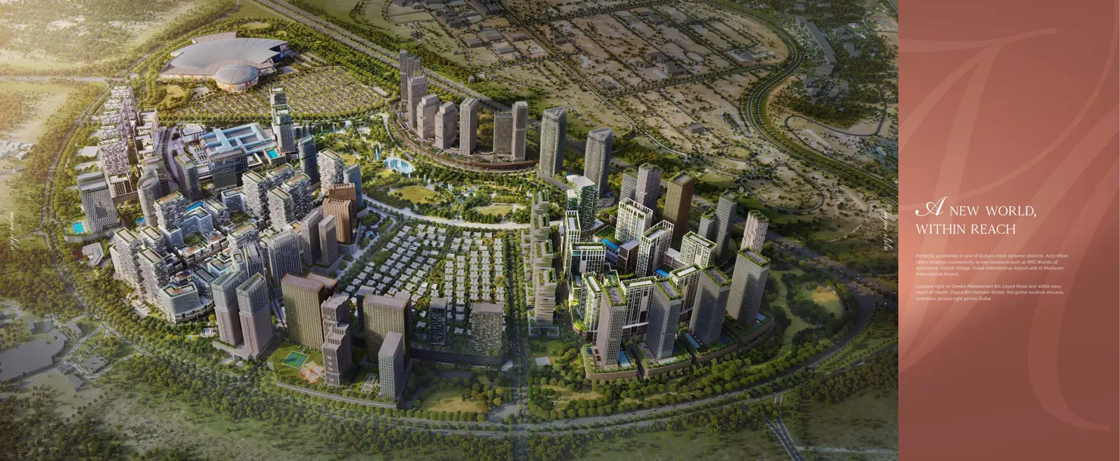 Aerial view of the whole Azizi Milan master plan