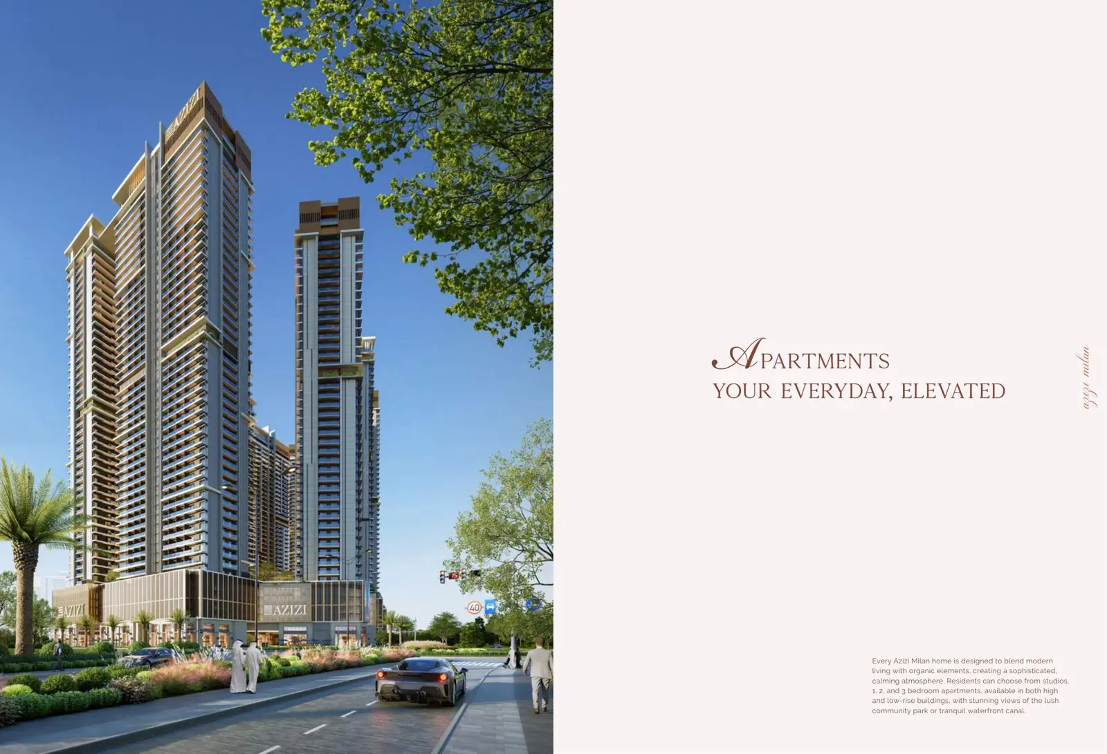Two towers rising above the retail podium
