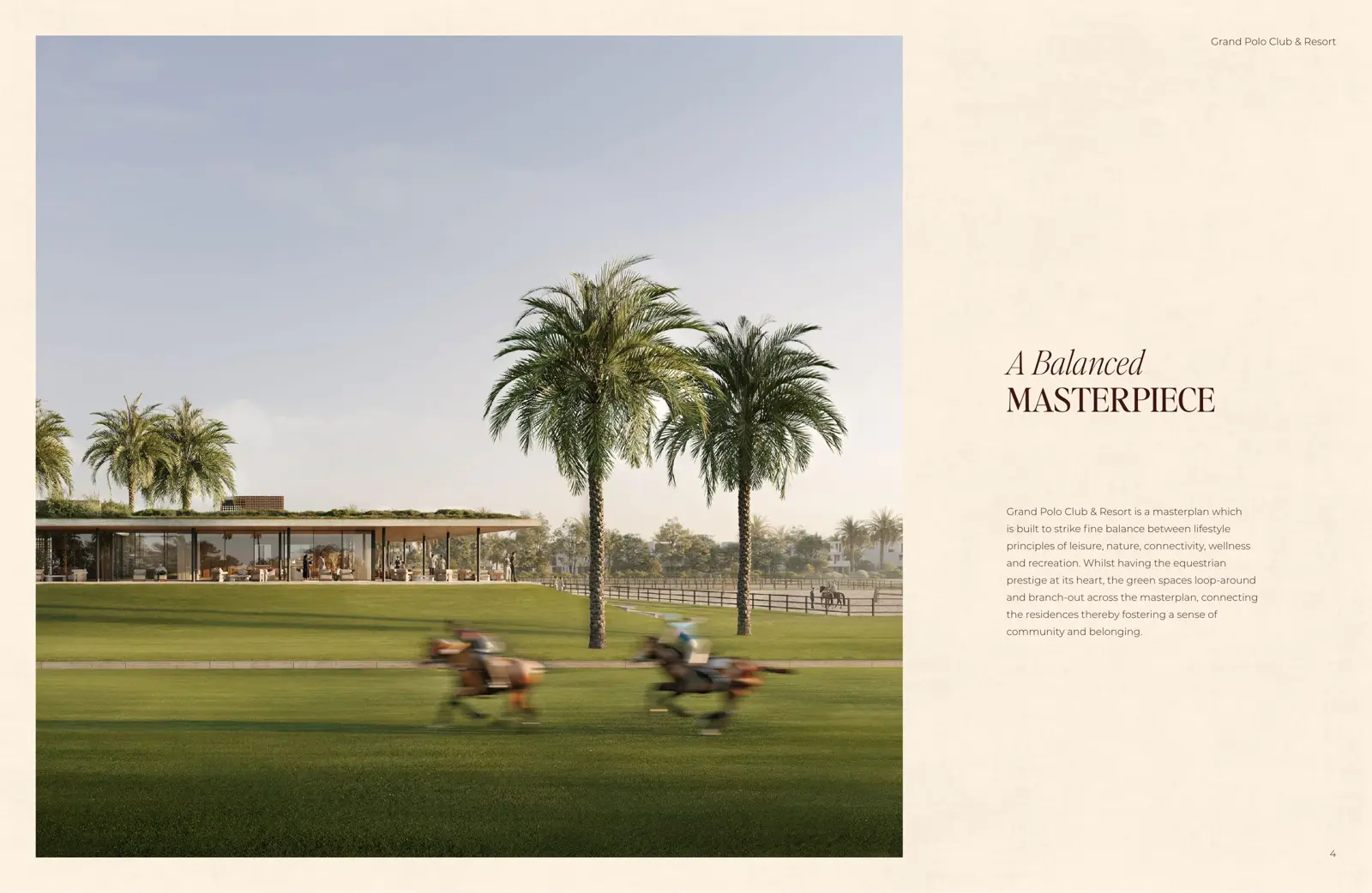 Clubhouse beside the polo field with riders