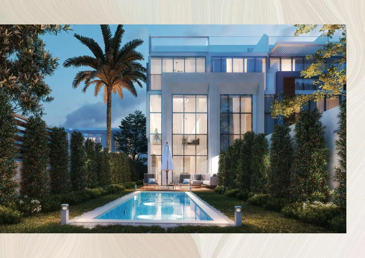 Townhouse rear with private swimming pool