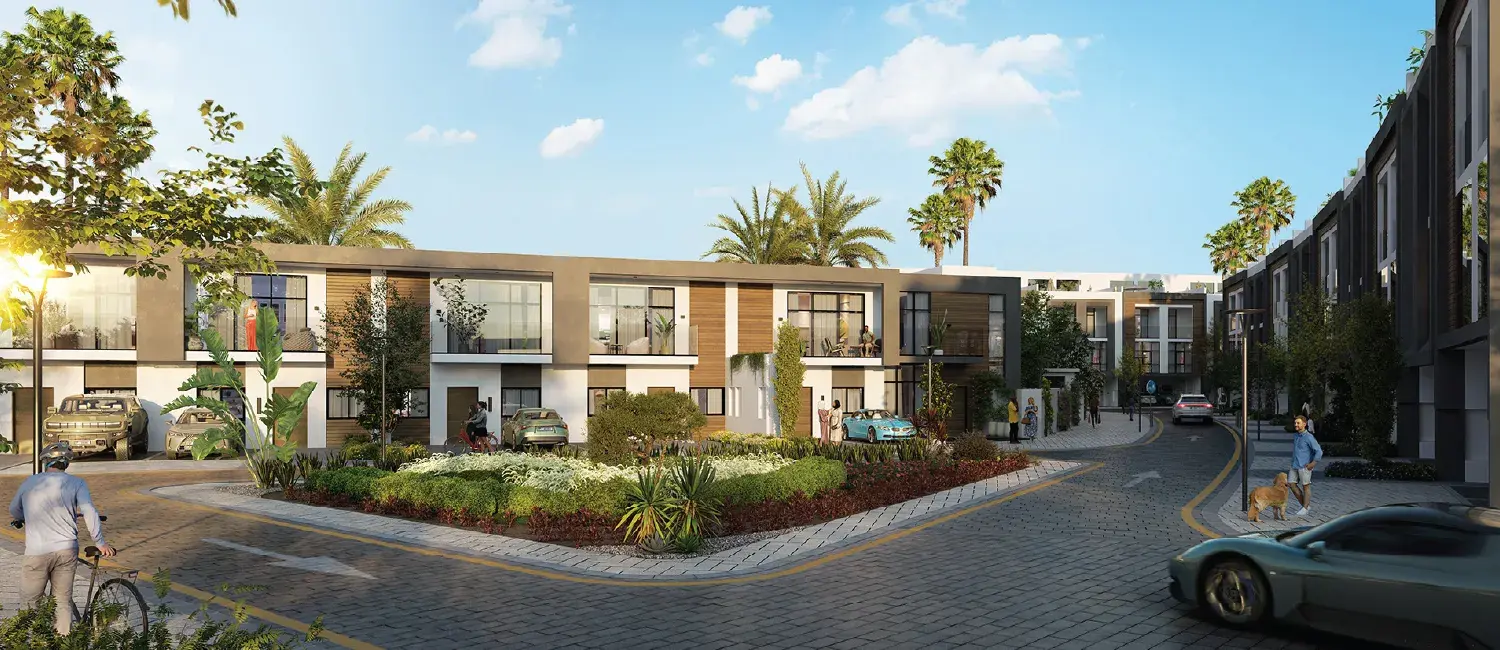 Verdana townhouses around a landscaped junction