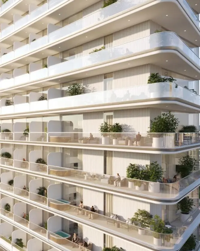 Fact sheet page with balcony facade and amenities list