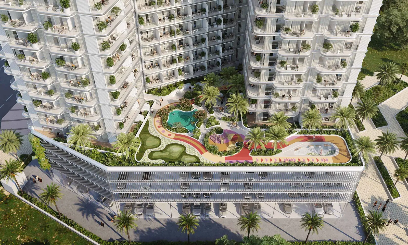 Podium roof deck with pool and mini-golf