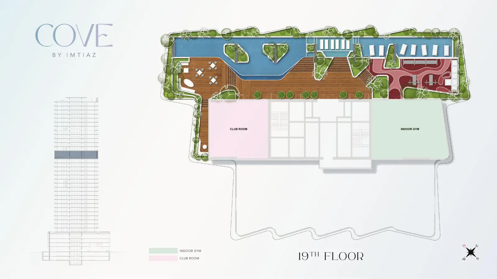 19th floor pool deck, club room and indoor gym