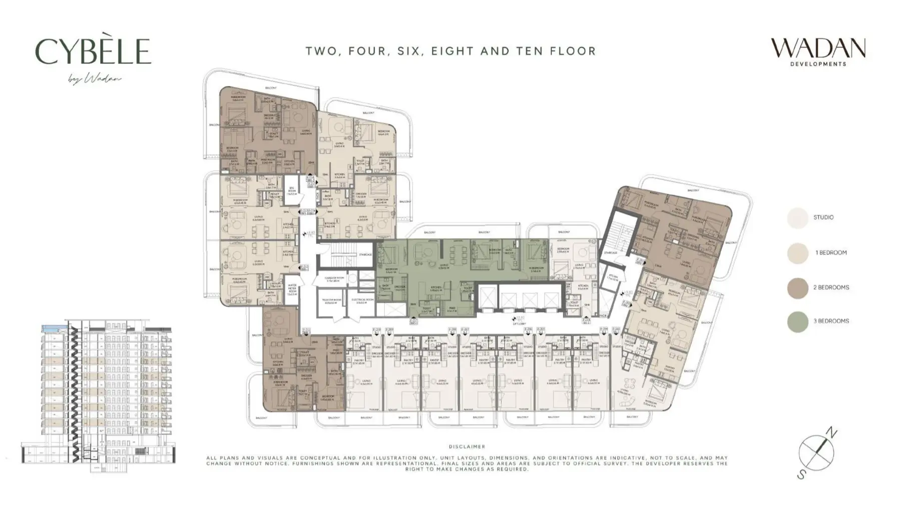 Typical plan for even floors two to ten
