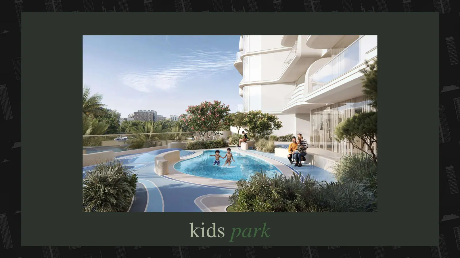 Kids pool terrace next to the tower