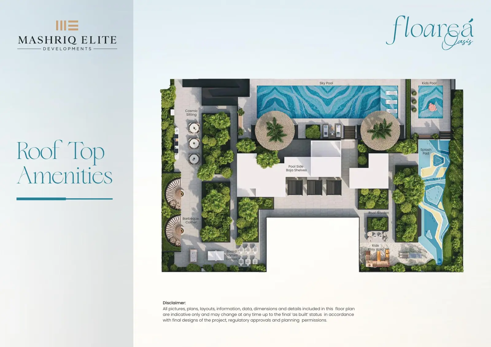 Rooftop plan with sky pool, kids pool and garden