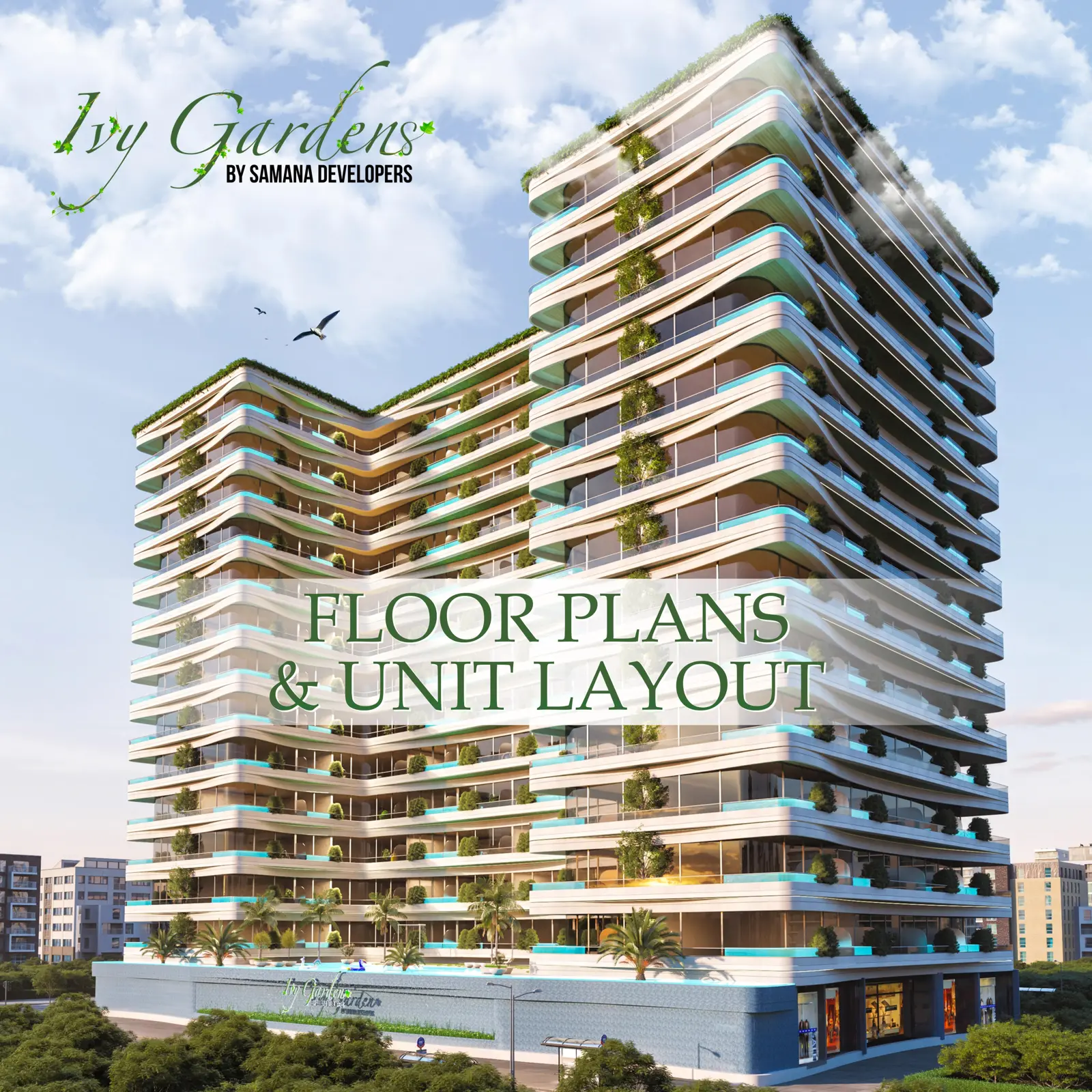 Tower with curved balconies and planted terraces