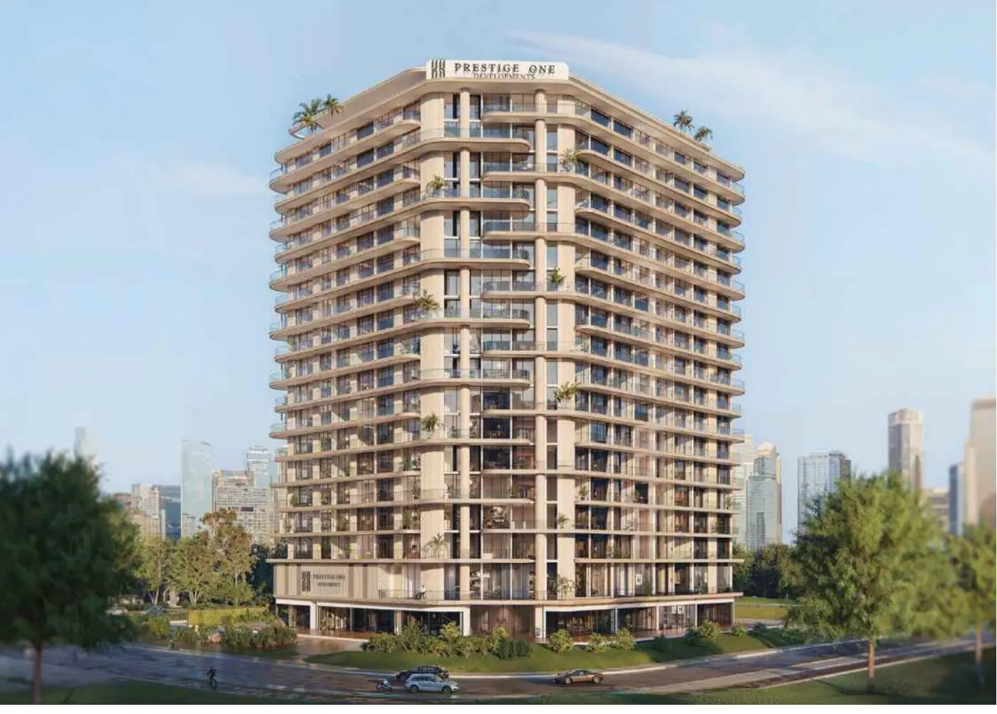 Daytime view of the tower with balconies