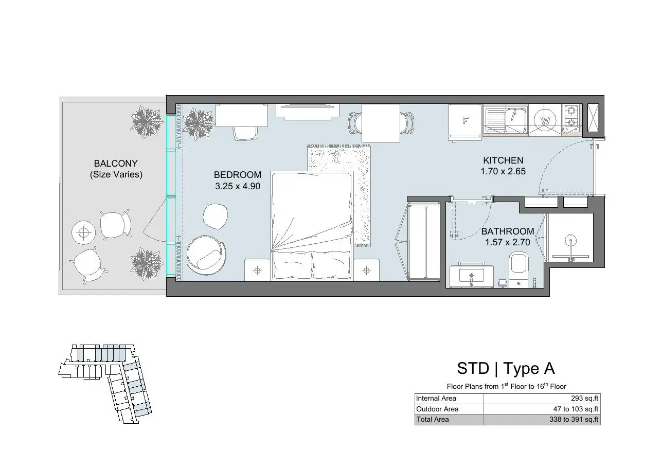 Studio Type A floor plan