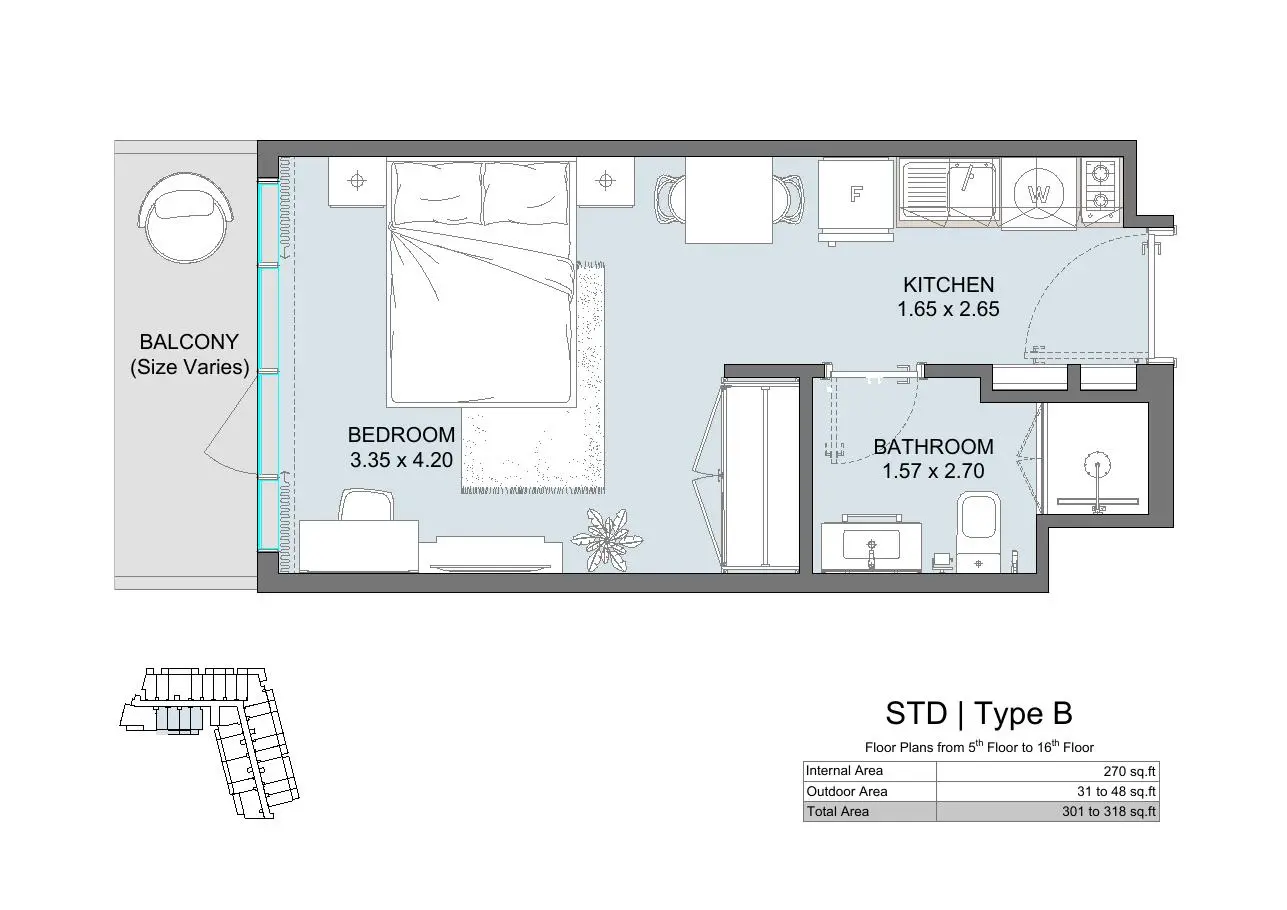 Studio Type B floor plan