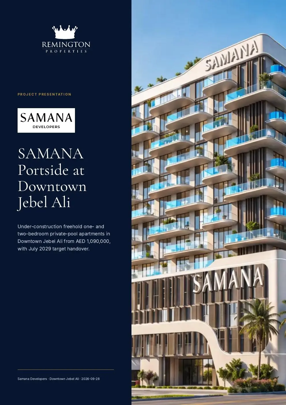 Brochure cover with the tower facade