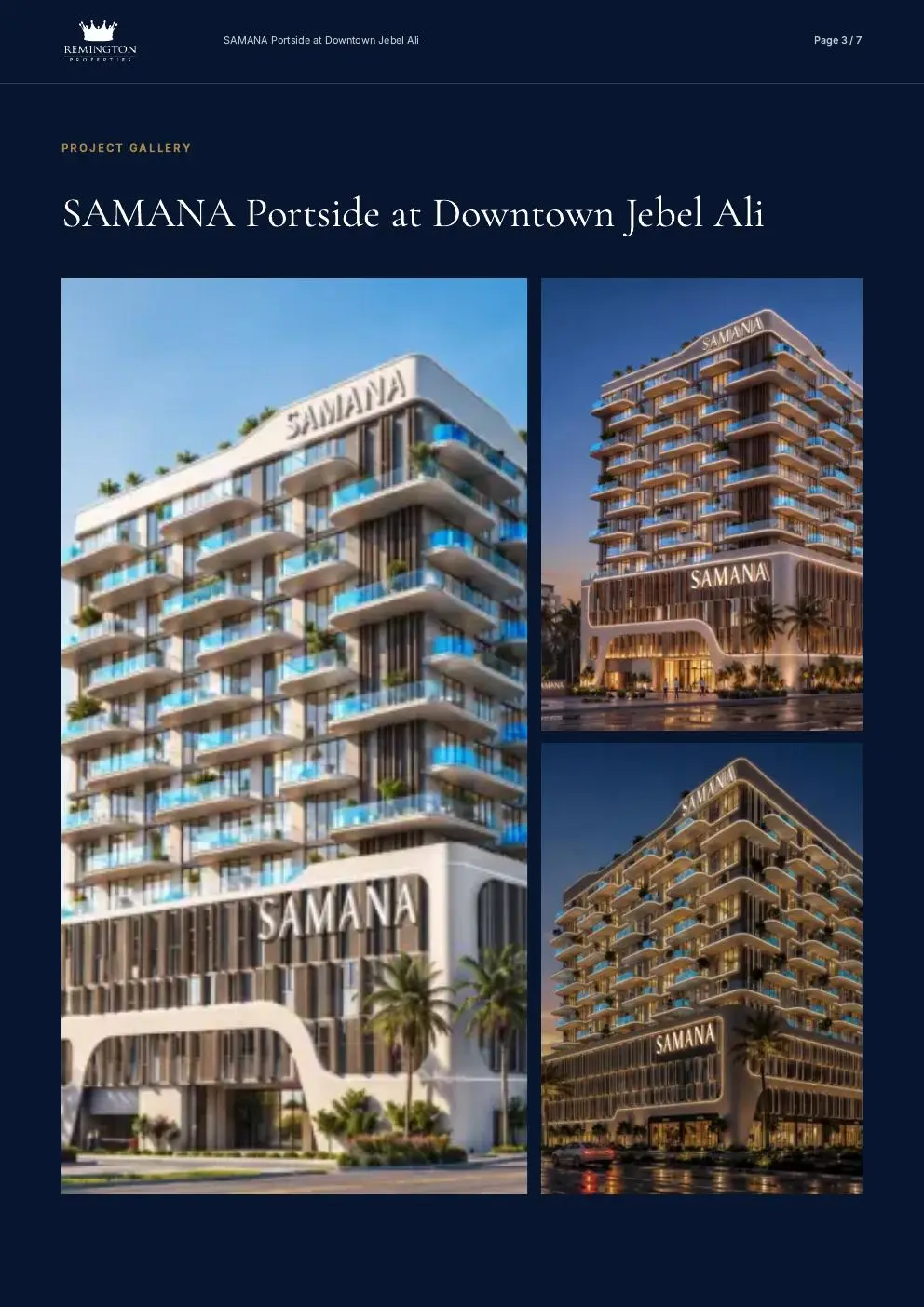 Gallery page with three tower renders