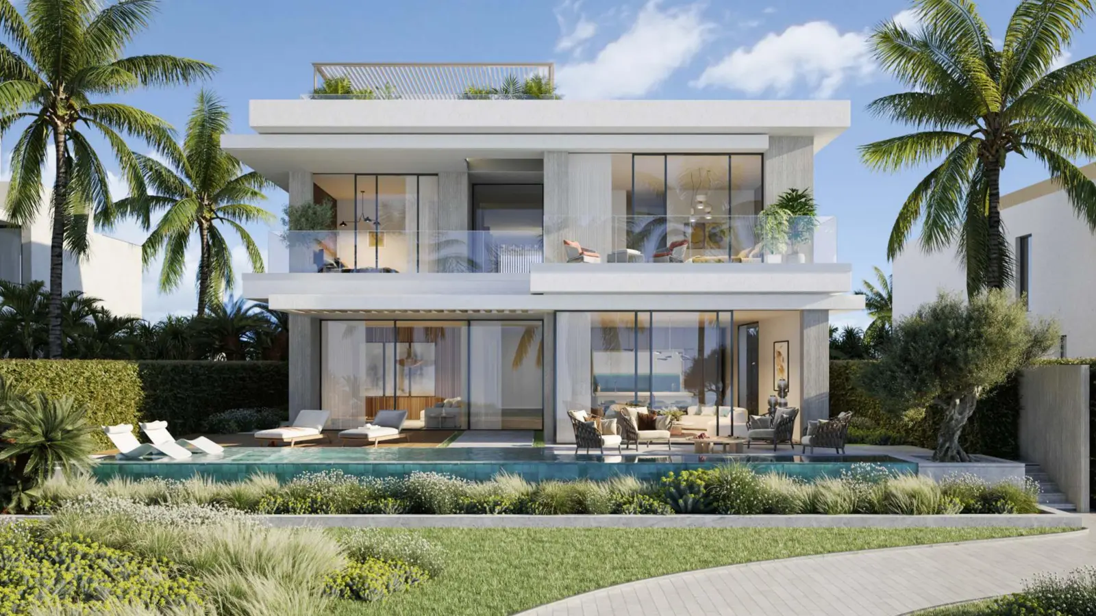 Waterfront villa with pool and rooftop terrace