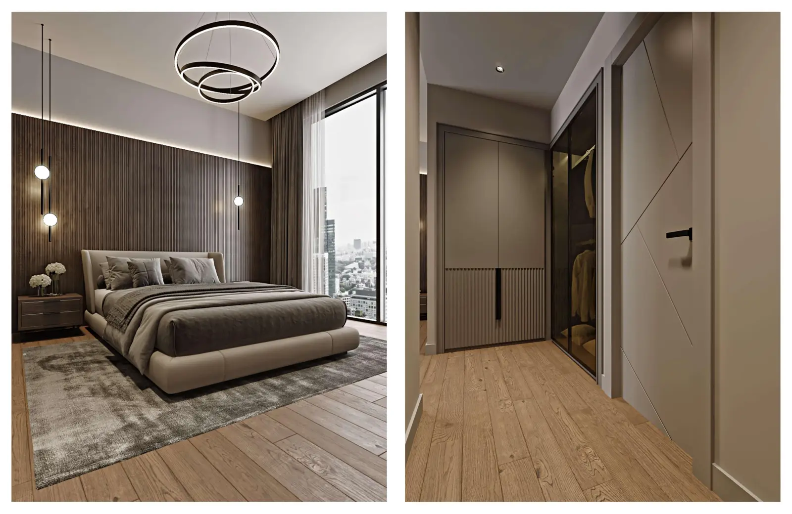 Bedroom and walk-in wardrobe corridor