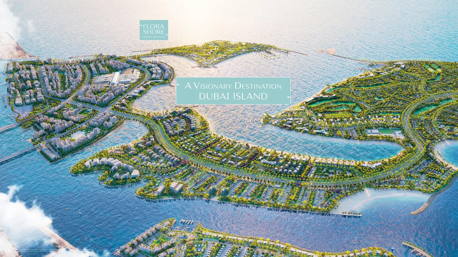 Aerial view of Dubai Islands with project marked