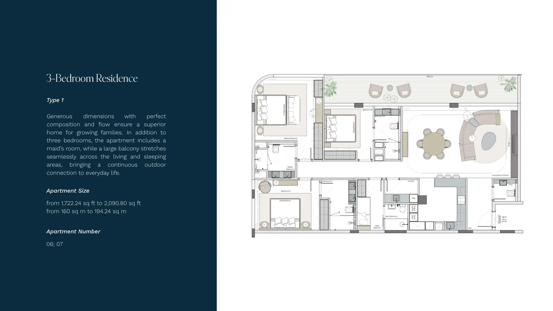3-bedroom residence type 1 with maid's room