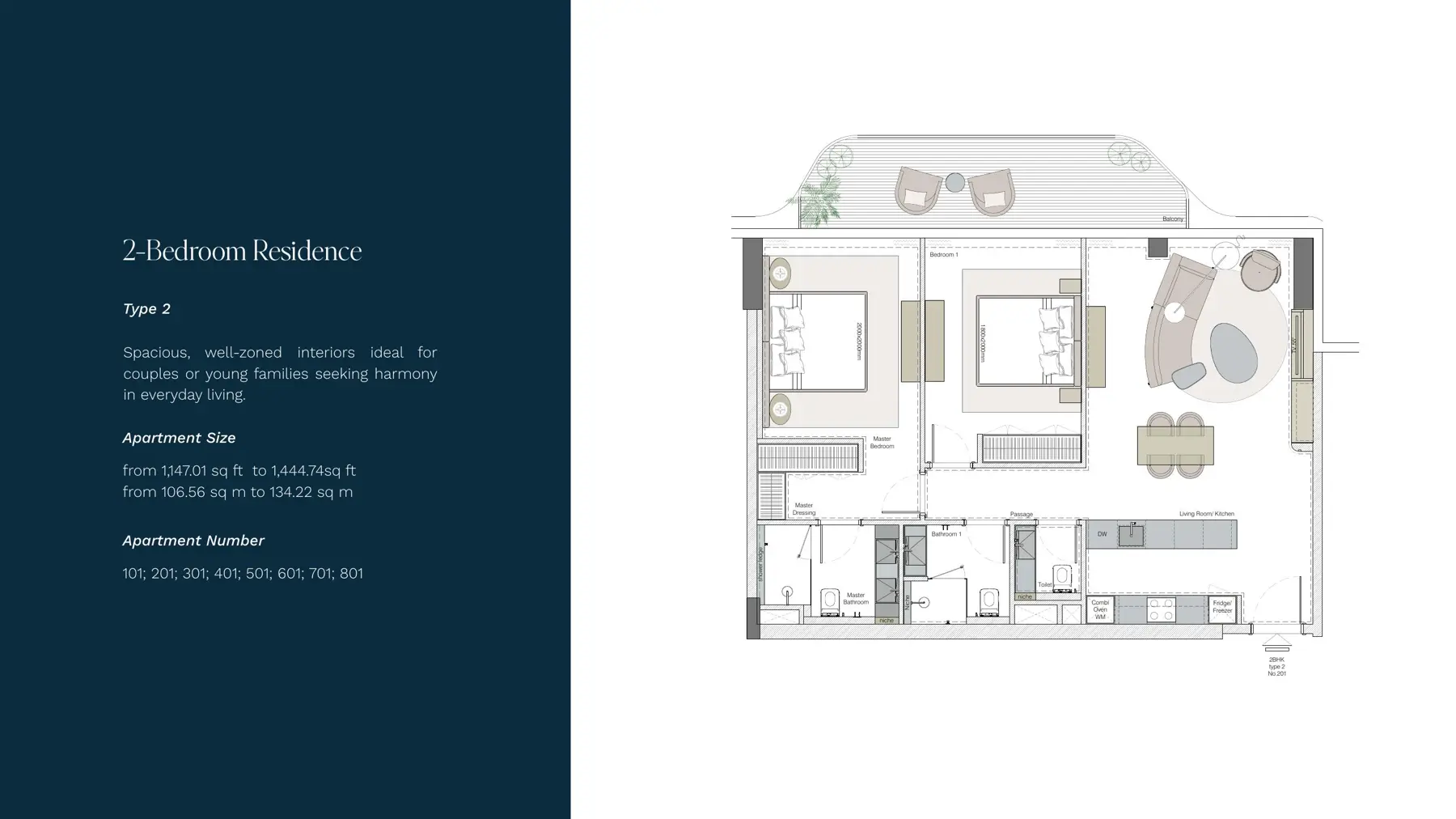 2-bedroom residence type 2 layout