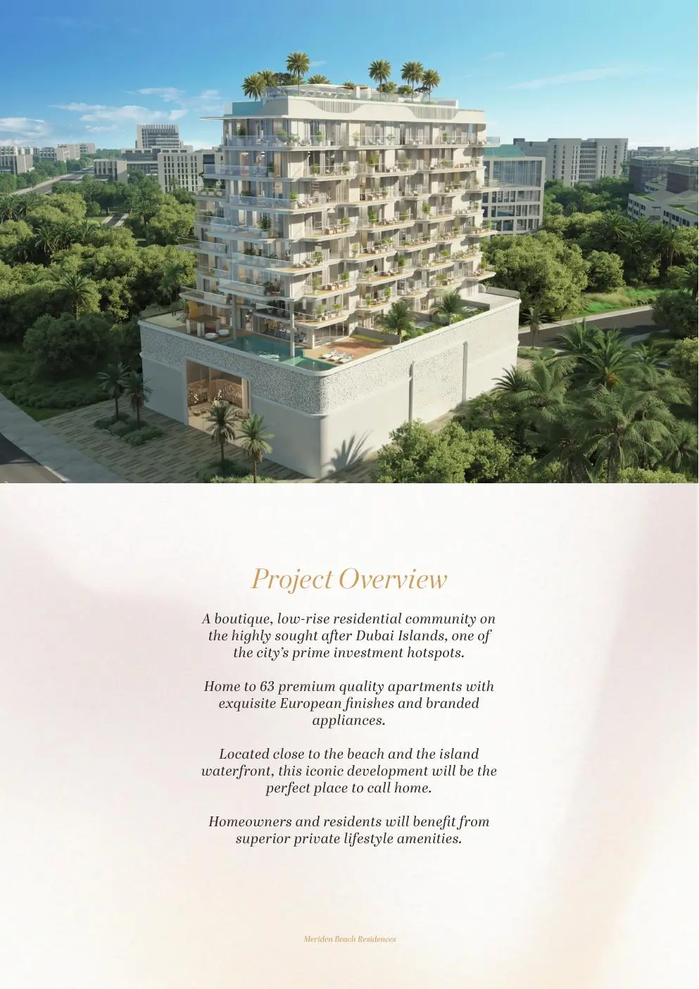 Brochure page with tower exterior and overview text