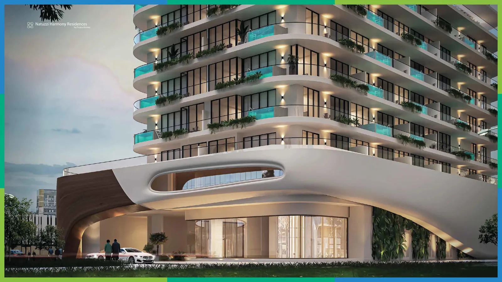 Lower floors and sculpted podium entrance