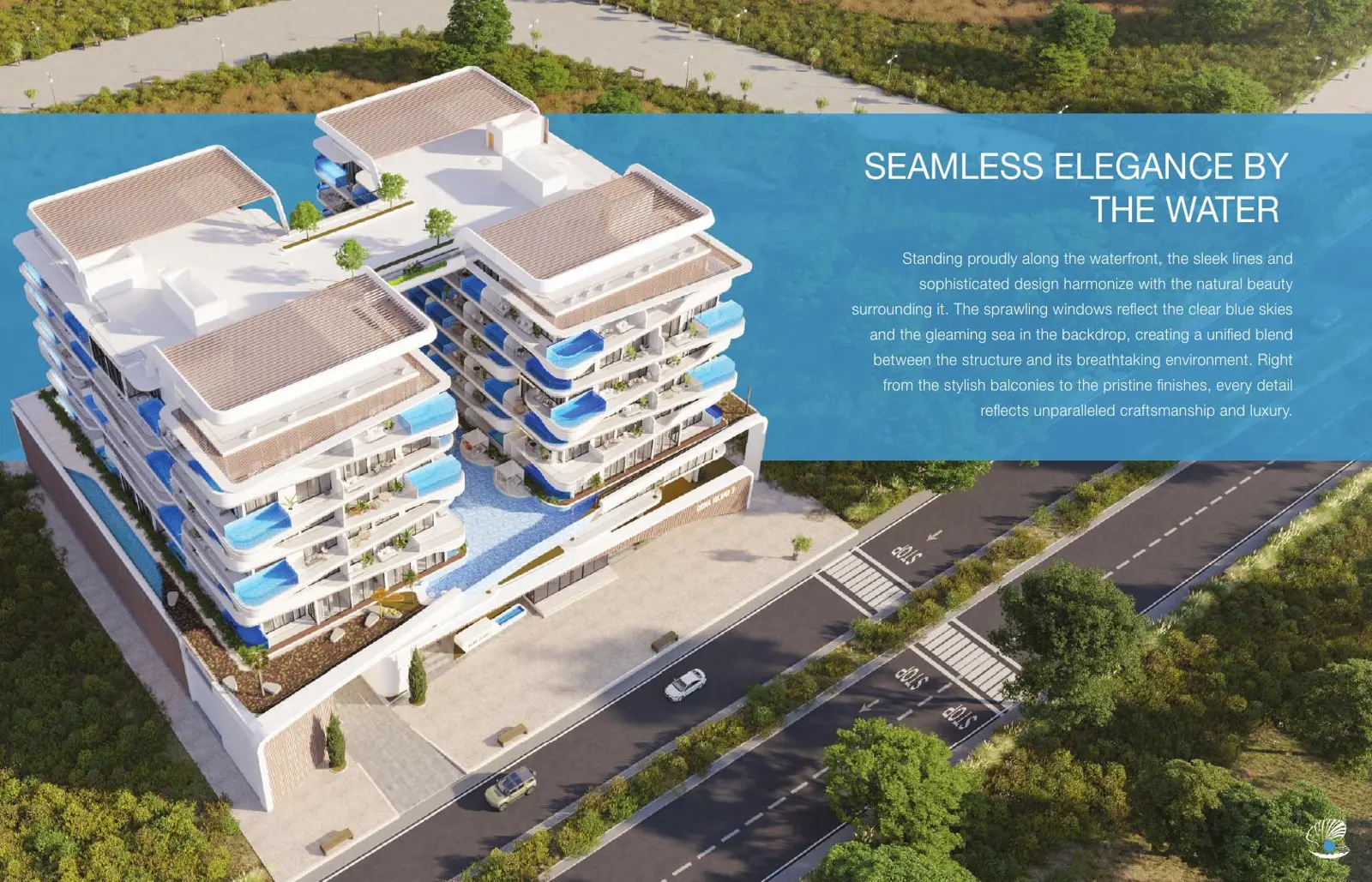 Aerial view of the project beside the road