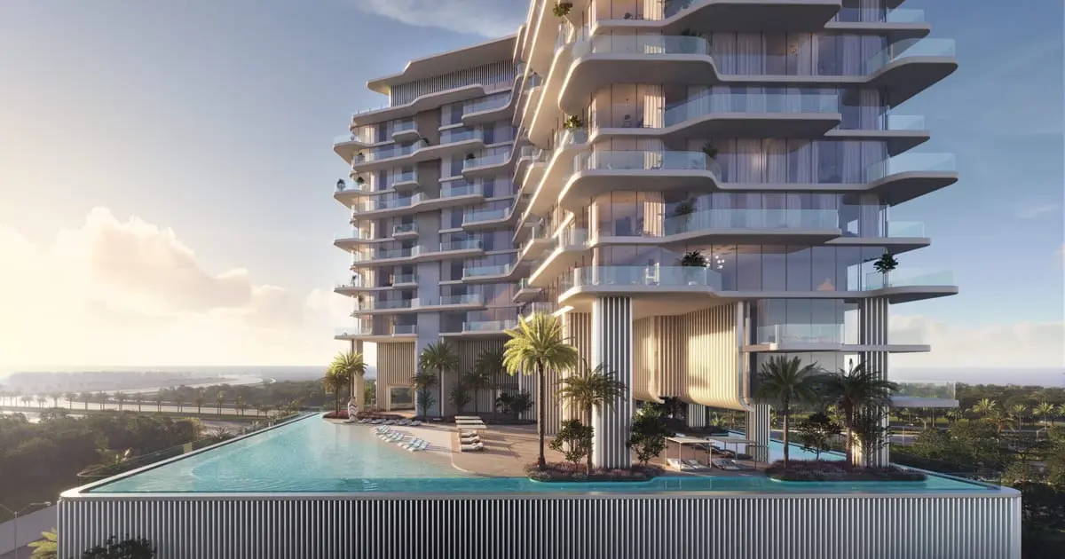 Tower with rooftop pool deck on the podium